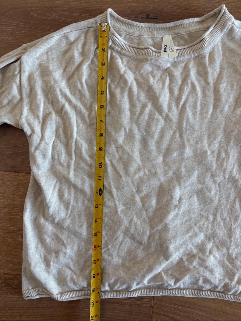 Pact Cream Knit Cropped Mock Neck Sweater Size Small Organic Cotton Flawed - Picture 4 of 9